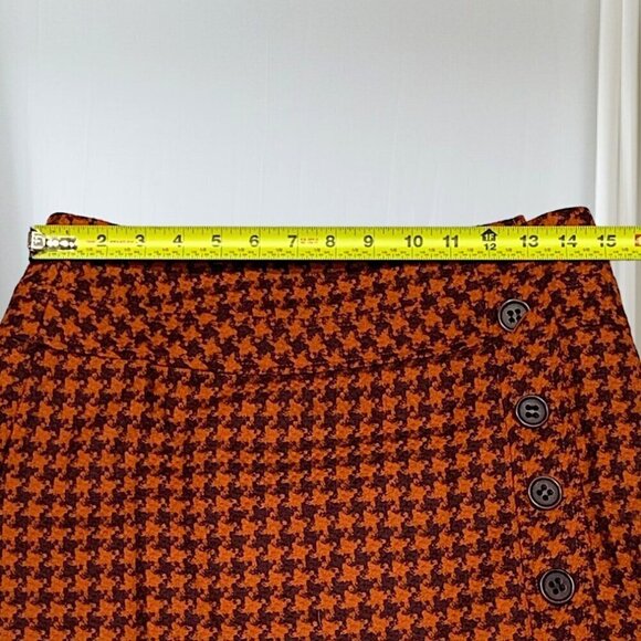 JOSEPH Rust Orange and Brown Houndstooth Wool Mini Skirt Size 38/6 - Picture 12 of 13